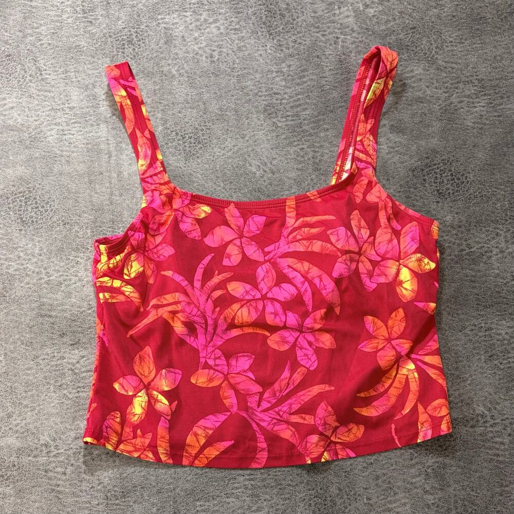 Y2k Red Neon Floral Tropical Tankini